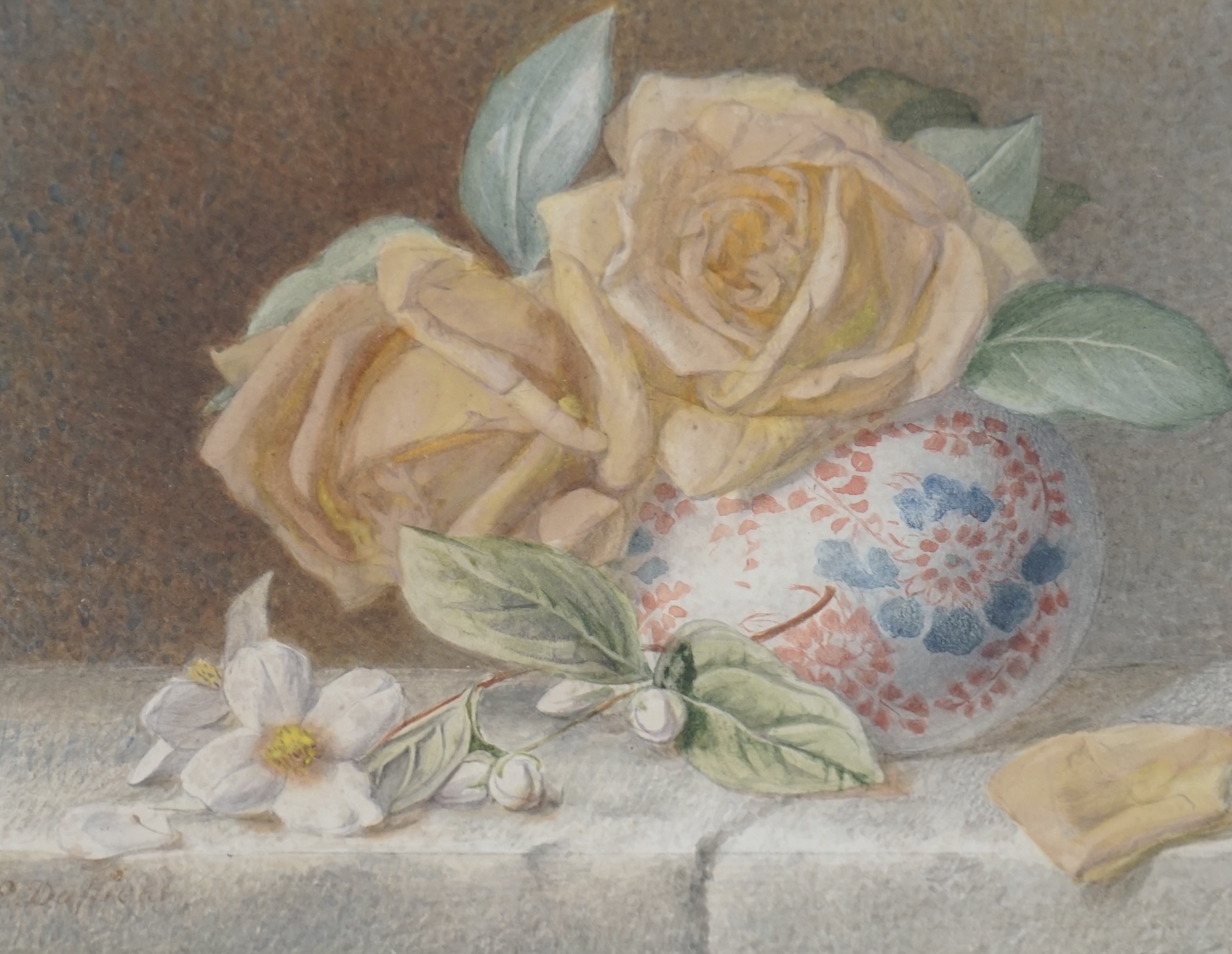 Early 20th century, watercolour, Still life of flowers in a vase, indistinctly signed lower left, 18 x 21cm. Condition - fair